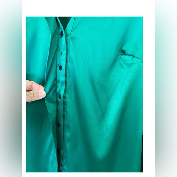 Lane Bryant Hi Low Emerald Green Satin Blouse Size 16 NWT - Picture 6 of 11
